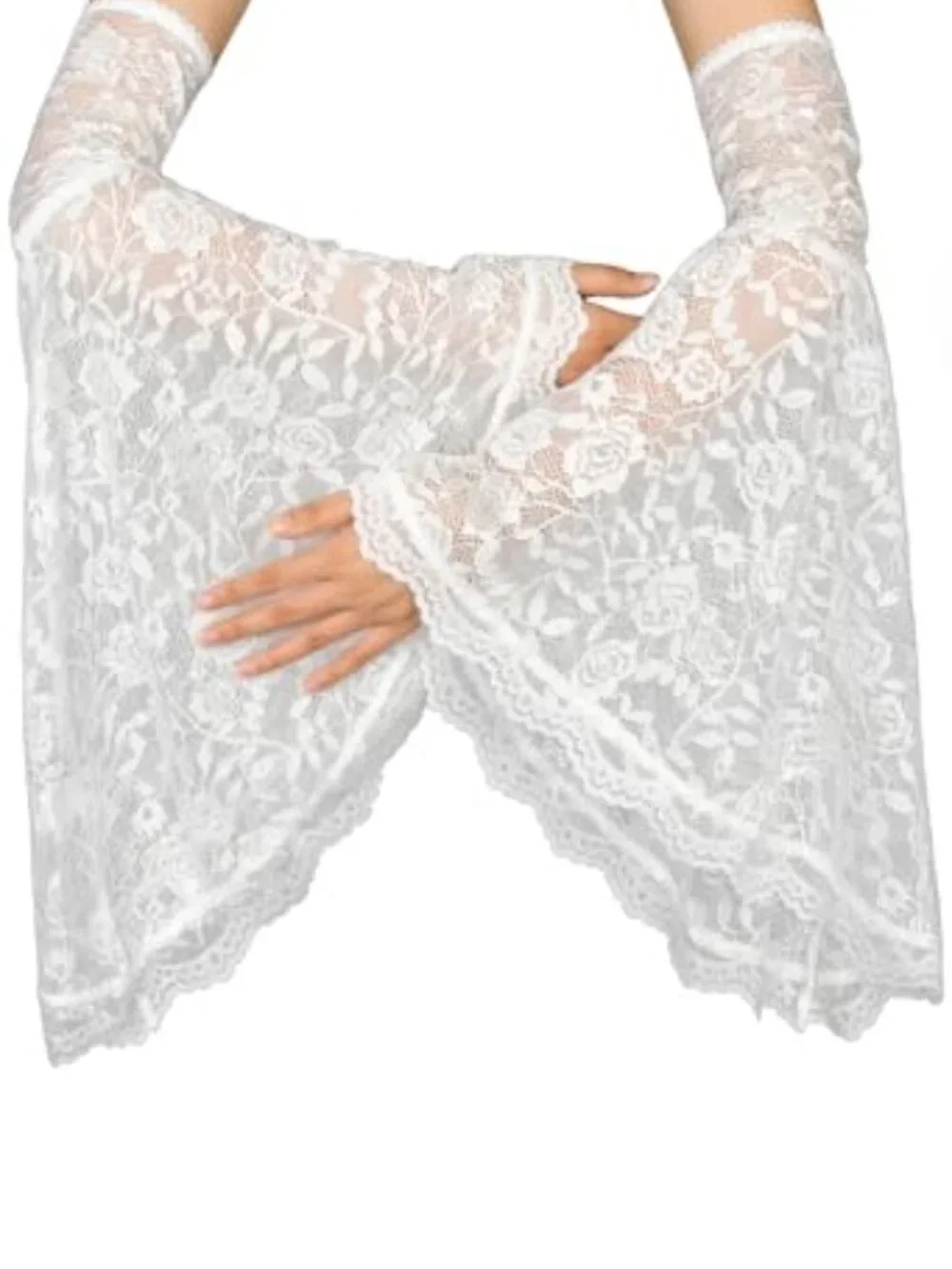 Gothic Black Lace Arm Sleeves Detachable Witch Gloves Victorian Cosplay